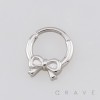 CUTE TEXTURED BOW RIBBON SEPTUM CLICKER RING 316L SURGICAL STEEL